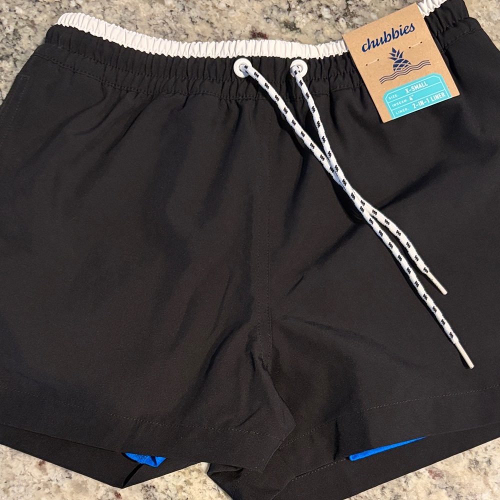 Chubbies Black Shorts with Blue Highlights